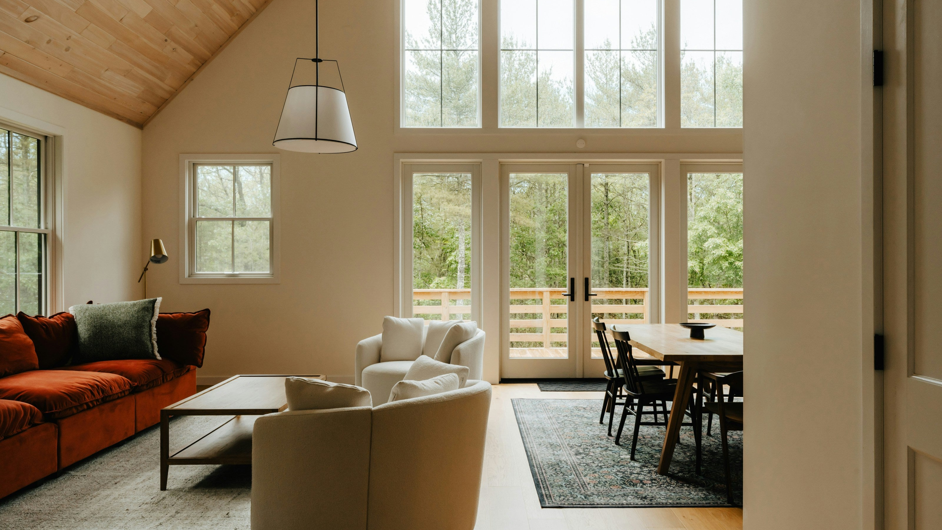 A spacious and modern living room.