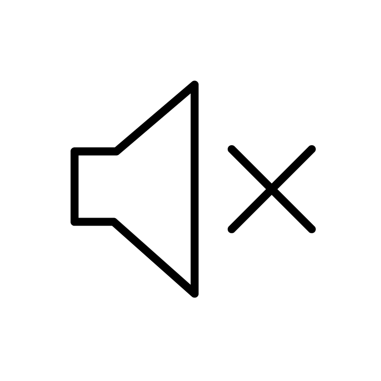 Sound icon with a strike representing Airea Space Purifier working silently.