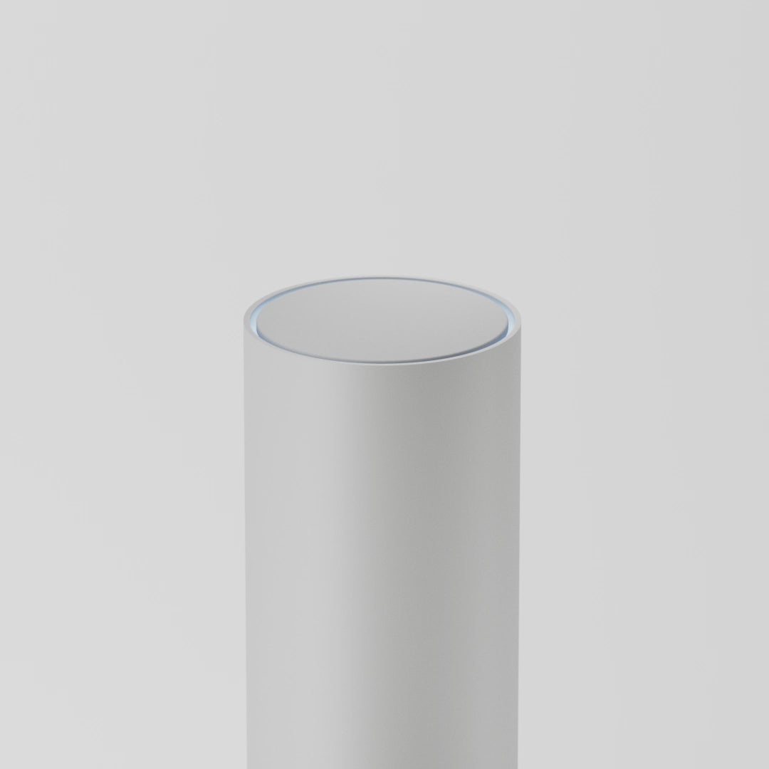 Airea Space Purifier glowing in the day and night